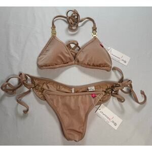 Chynnadolls Bikini 2 piece String Bikini Tan with Gold Chain Size MEDIUM New